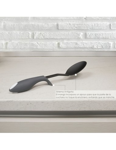 Cuchara Servir Cocina Nylon Con Mango Antigotas Engomado 32,5x6cm