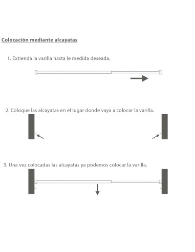 Barra Visillo Extensible 70/88 cm. Con Soporte, Sin Muelle (2 piezas)