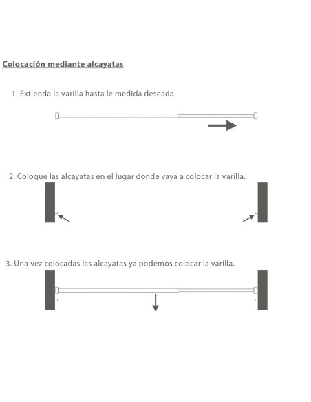 Barra Visillo Extensible 70/88 cm. Con Soporte, Sin Muelle (2 piezas)