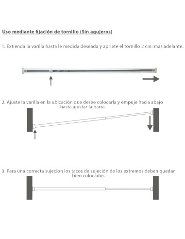Barra Visillo Extensible 148.5/240 cm.Con Muelle Presion Ajustable (1 Pieza)