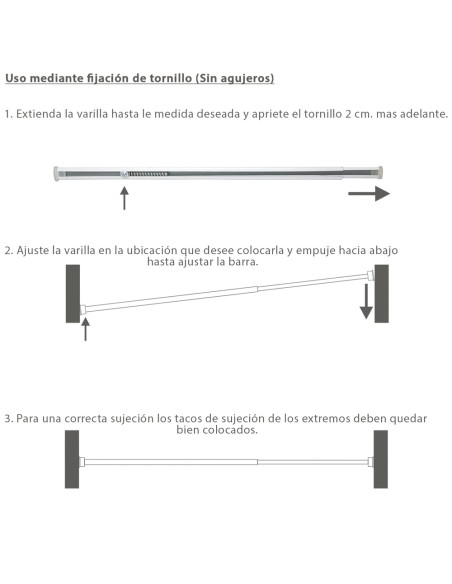 Barra Visillo Extensible 25.5/40 cm. Con Muelle Presion Ajustable (1 Pieza)