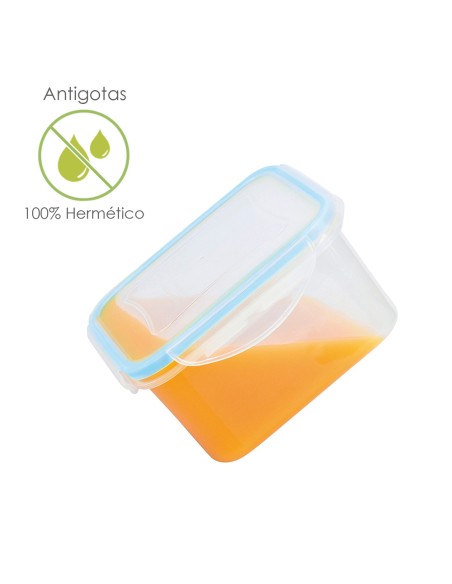 Recipiente Hermetico Plastico Cuadrado 1200 ml. 15x15x8 (Alt.) cm.
