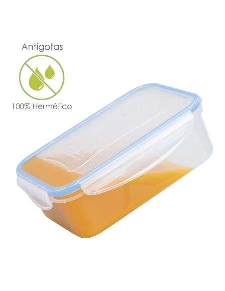 Recipiente Hermetico Plastico Rectangular 800 ml. 20.5x13x6 (Alt.) cm.