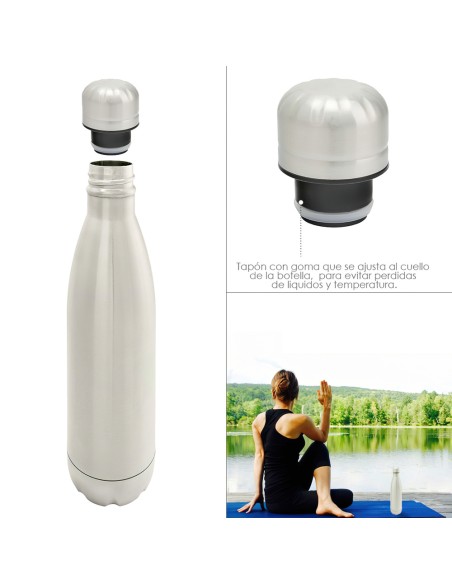 Botella Termica, Capacidad De 500 ML. Libre BPA, Acero Inoxidable, Antigoteo
