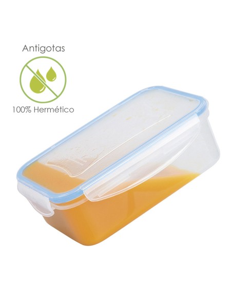 Recipiente Hermetico Plastico Rectangular 240 ml. 12.5x8.5x4.5 (Alt.) cm.