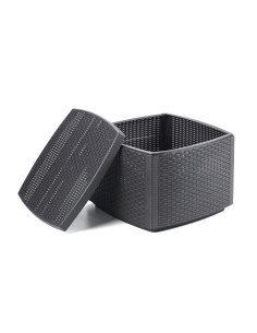 Mesa Resina Auxiliar Simil Rattan Cofre 53x53x40 cm. 2