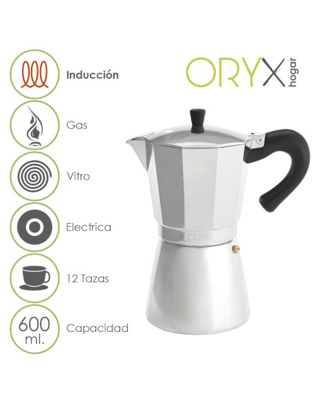 Cafetera Inducción Aluminio 12 Tazas (600 Ml.)