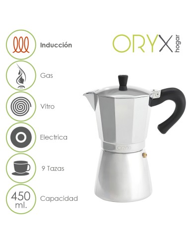 Cafetera Inducción Aluminio 9 Tazas (450 Ml.)