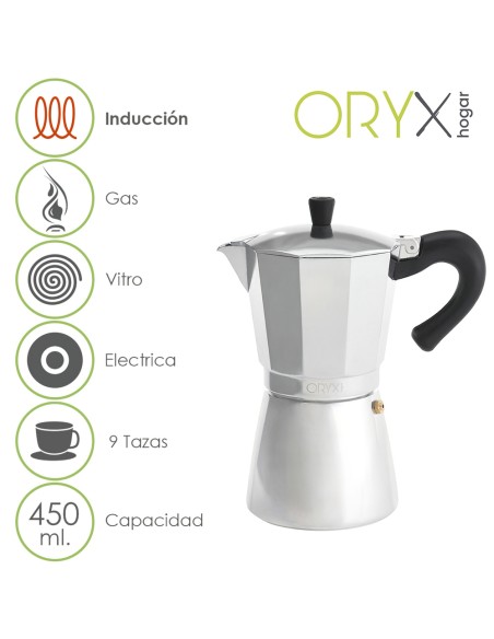 Cafetera Inducción Aluminio 9 Tazas (450 Ml.)