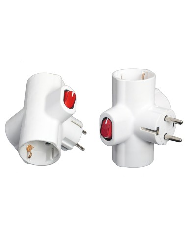 Adaptador / Ladron Triple Schuko 16 A 250v Con Interruptor