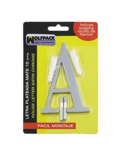 Letra Metal "A" Plateada Mate 10 cm. con Tornilleria Oculta (Blister 1 Pieza) 2