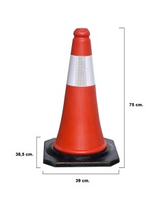 Cono Señalizacion Base Goma 75 cm. Reflectante 2