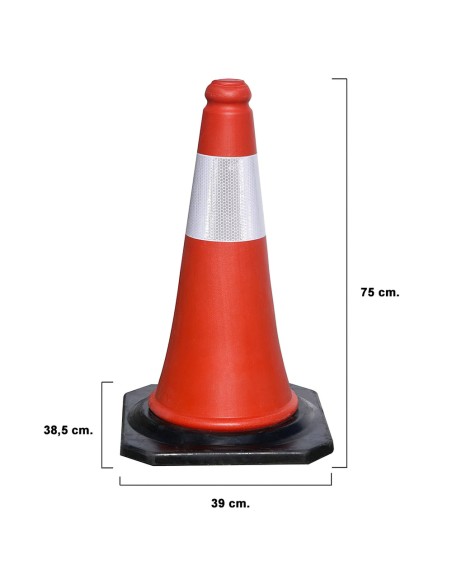 Cono Señalizacion Base Goma 75 cm. Reflectante