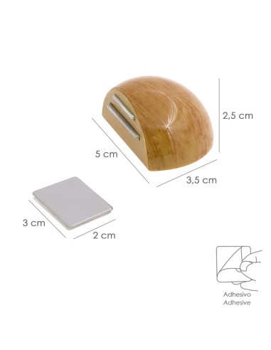 Tope Puerta Adhesivo con Imán Retenedor Color Madera