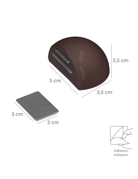 Tope Puerta Adhesivo con Imán Retenedor Marrón