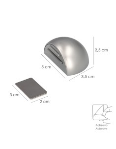 Tope Puerta Adhesivo con Imán Retenedor Cromo Mate 2