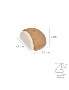 Tope Puerta Adhesivo Madera Media Luna Roble 2