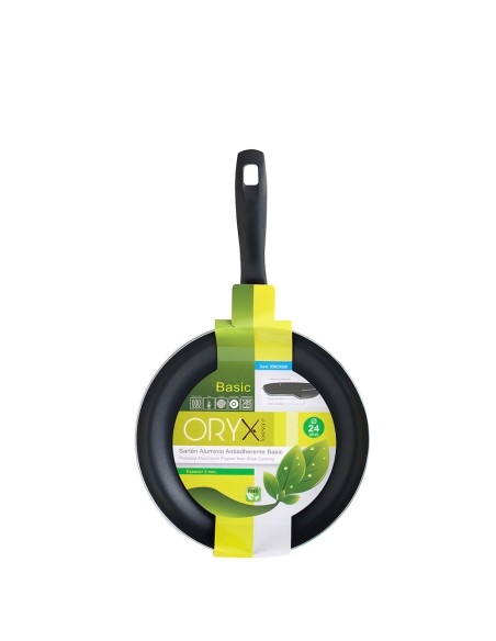 Oryx Sartén Aluminio Antiadherente Basic, Alta Resistencia, Apta Inducción, Libre PFOA, Diámetro 24 cm, Espesor 3 mm.