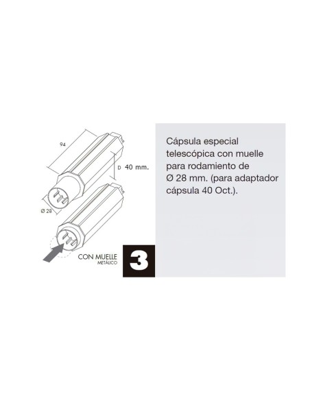 Capsula Persiana Telescopica Sin Espiga Para Eje 40 mm.