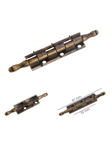 Bisagra Desmontable Con Pasador y Remate Oro Viejo 87 mm.