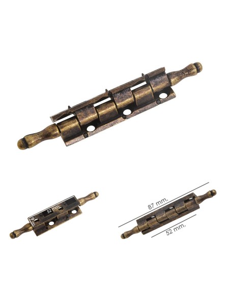 Bisagra Desmontable Con Pasador y Remate Oro Viejo 87 mm.