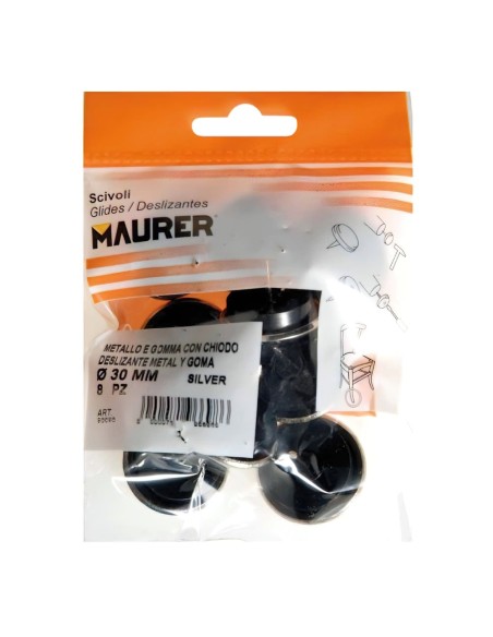 Deslizante Metal Goma Claro Ø30 (Blister 8 Unidades)
