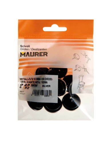 Deslizante Metal Goma Claro Ø25 (Blister 8 Unidades)