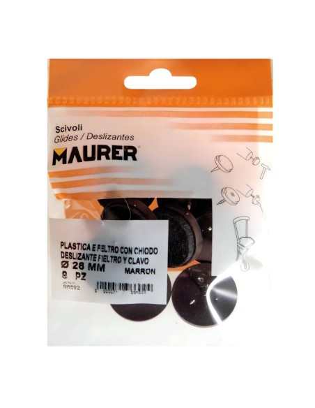 Deslizante Marron Con Fieltro Ø28 (Blister 8 Unidades)