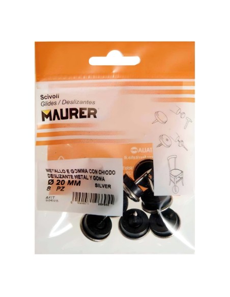 Deslizante Metal Goma Claro Ø20 (Blister 8 Unidades)