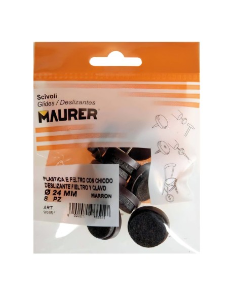 Deslizante Marron Con Fieltro Ø24 (Blister 8 Unidades)