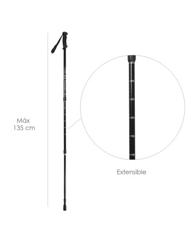 Baston Bordon Caminar Extensible 0,65-1,35 metros Negro