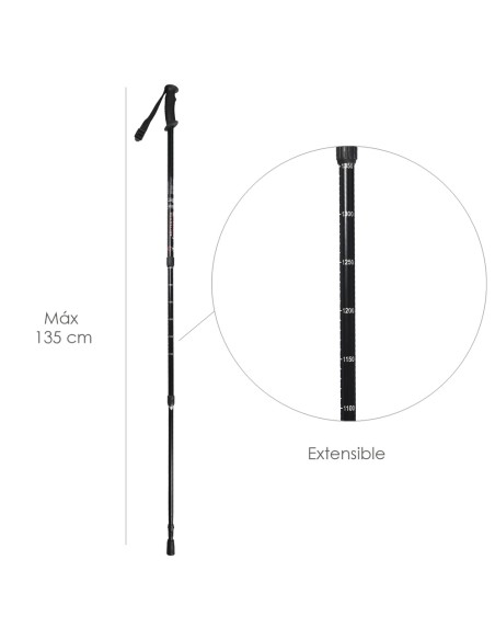 Baston Bordon Caminar Extensible 0,65-1,35 metros Negro