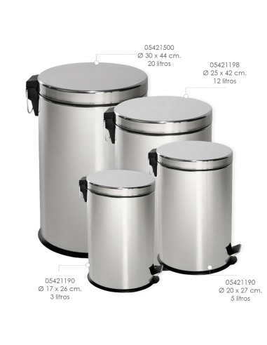 Papelera Maurer Inoxidable Cocina / Baño 20 Litros 30x44 cm.