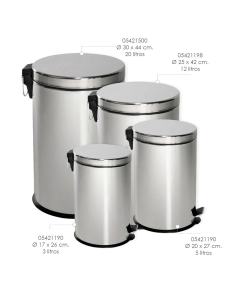 Papelera Maurer Inoxidable Cocina / Baño 20 Litros 30x44 cm.