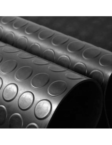 Suelo Goma Circulos 1,20x10 Metros 3 mm. de Grosor Color Negro