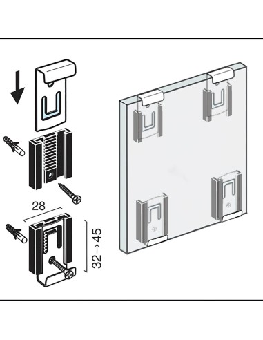 Grapa Espejo Graduable Inoxidable 25x30 Juego 4 piezas