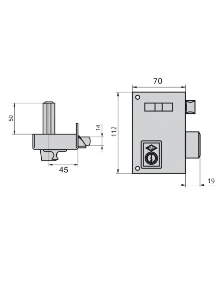 Cerradura Cvl 56a/70/he Derecha
