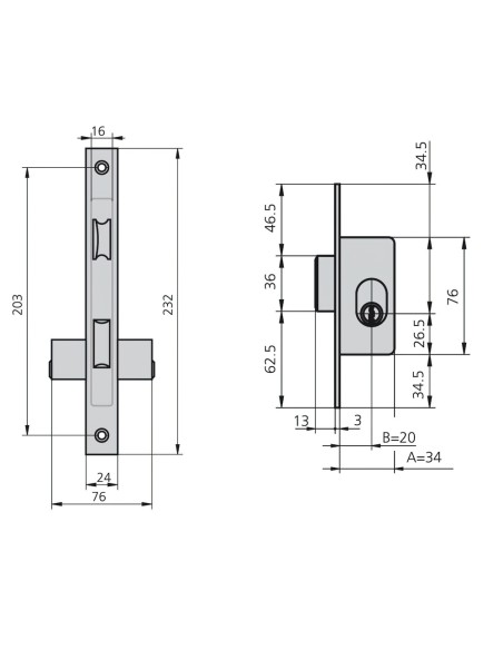 Cerradura Cvl 1964a/5 Carpintería Metálica