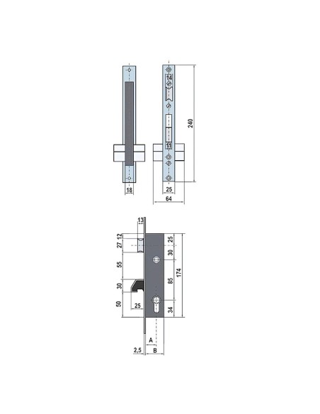 Cerradura Lince 5570-25 Frente Inoxidable