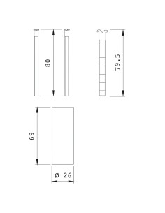 Prolongador Cilindro Redondo Iseo Ø26 mm. Con tornillos 2