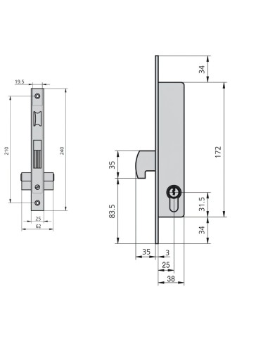 Cerradura Cvl 1990a25/5 Carpinteria Metálica