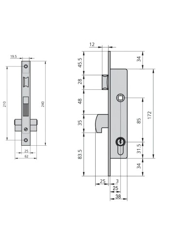 Cerradura Cvl 1990/25/5 Carpinteria Metálica