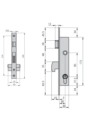 Cerradura Cvl 1990/20/5 Carpinteria Metálica