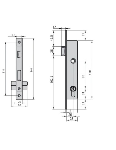Cerradura Cvl 1984t25/6 Carpintería Metálica