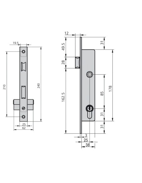 Cerradura Cvl 1984t25/6 Carpintería Metálica