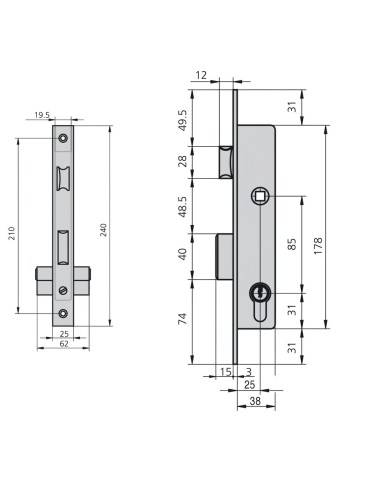 Cerradura Cvl 1984/25/5 Carpinteria Metálica