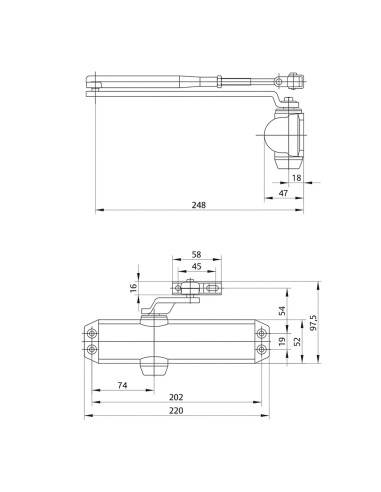 Cierrapuertas Tesa DC120 F2-4 Sin Retenedor Plateado