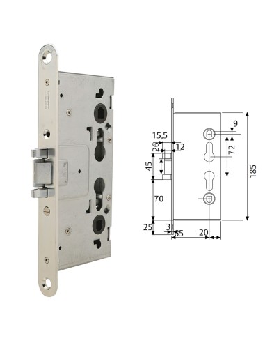 Cerradura Tesa Cortafuego Cf5e /50 mm. Frente Zincado