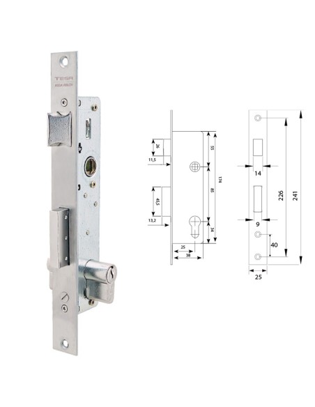Cerradura Tesa 2210/38/ssi Sin cerradero Sin escudo