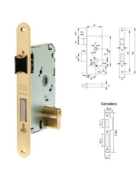 Cerradura Tesa 2010-p-hl/40 Canto Redondo